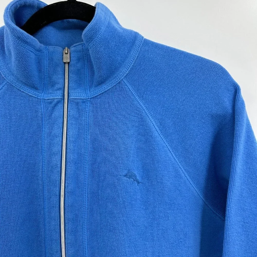 TOMMY BAHAMA *FLAWED* Men's Blue Ribbed Half Zip Pullover Sweater Size Medium